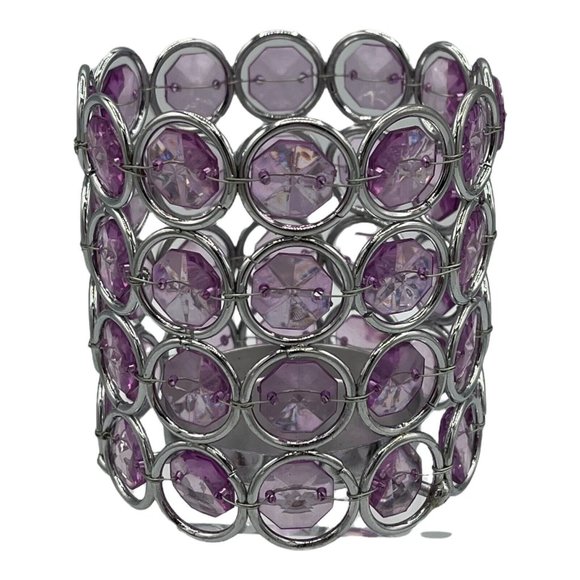 Avon Sparkle Birthstone Colored Votive Tea Light Holder Pink June NOS - Picture 2 of 7